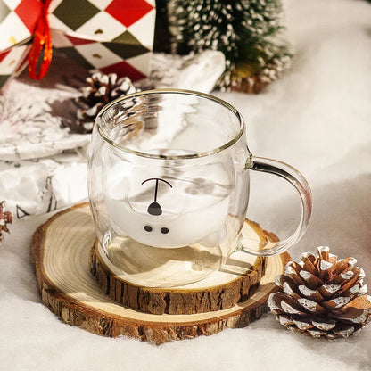 Double Wall Bear Glass Coffee Mug Borosilicate Drink Cup