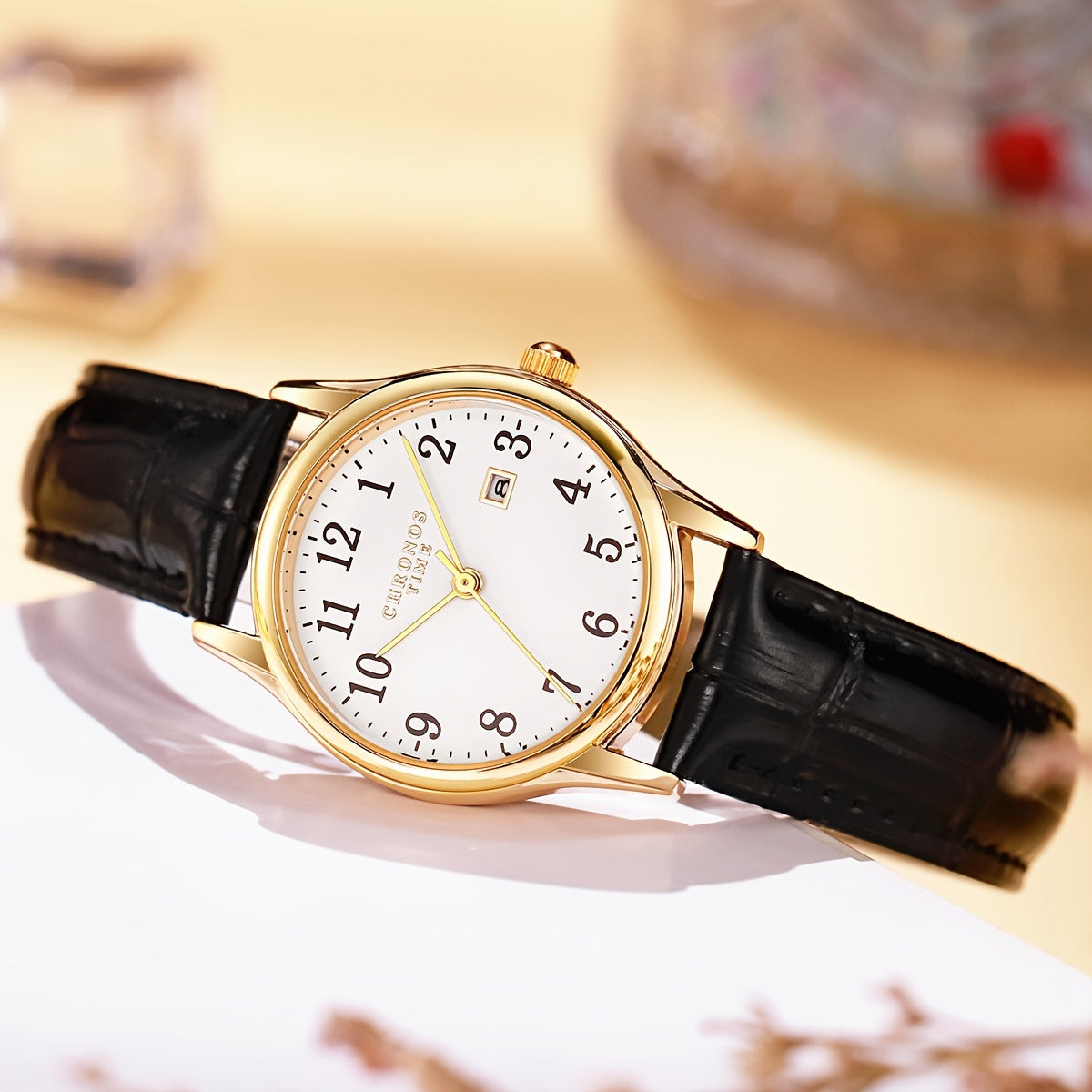 Elegant Womens Quartz Watch Faux Leather Wristwatch