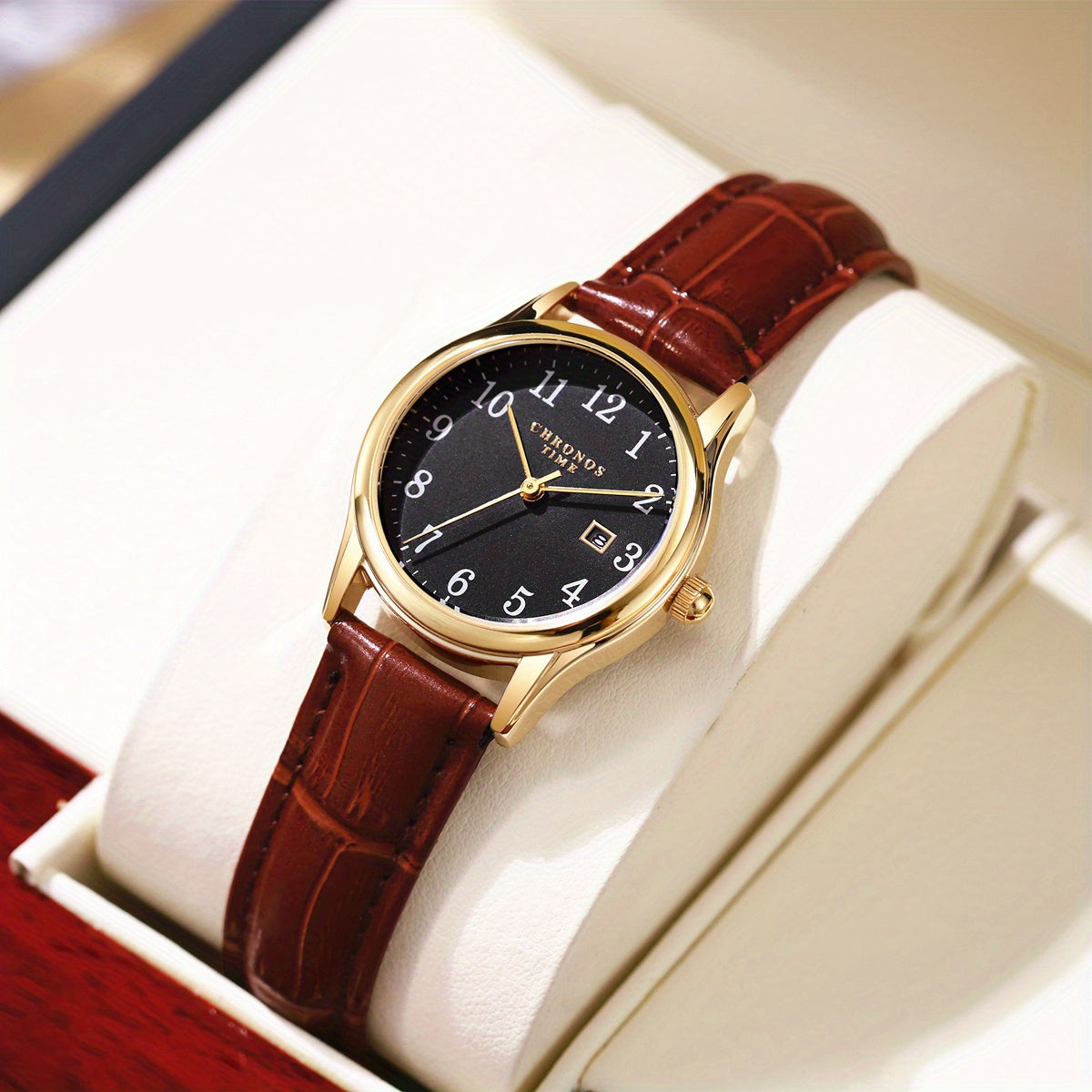 Elegant Womens Quartz Watch Faux Leather Wristwatch