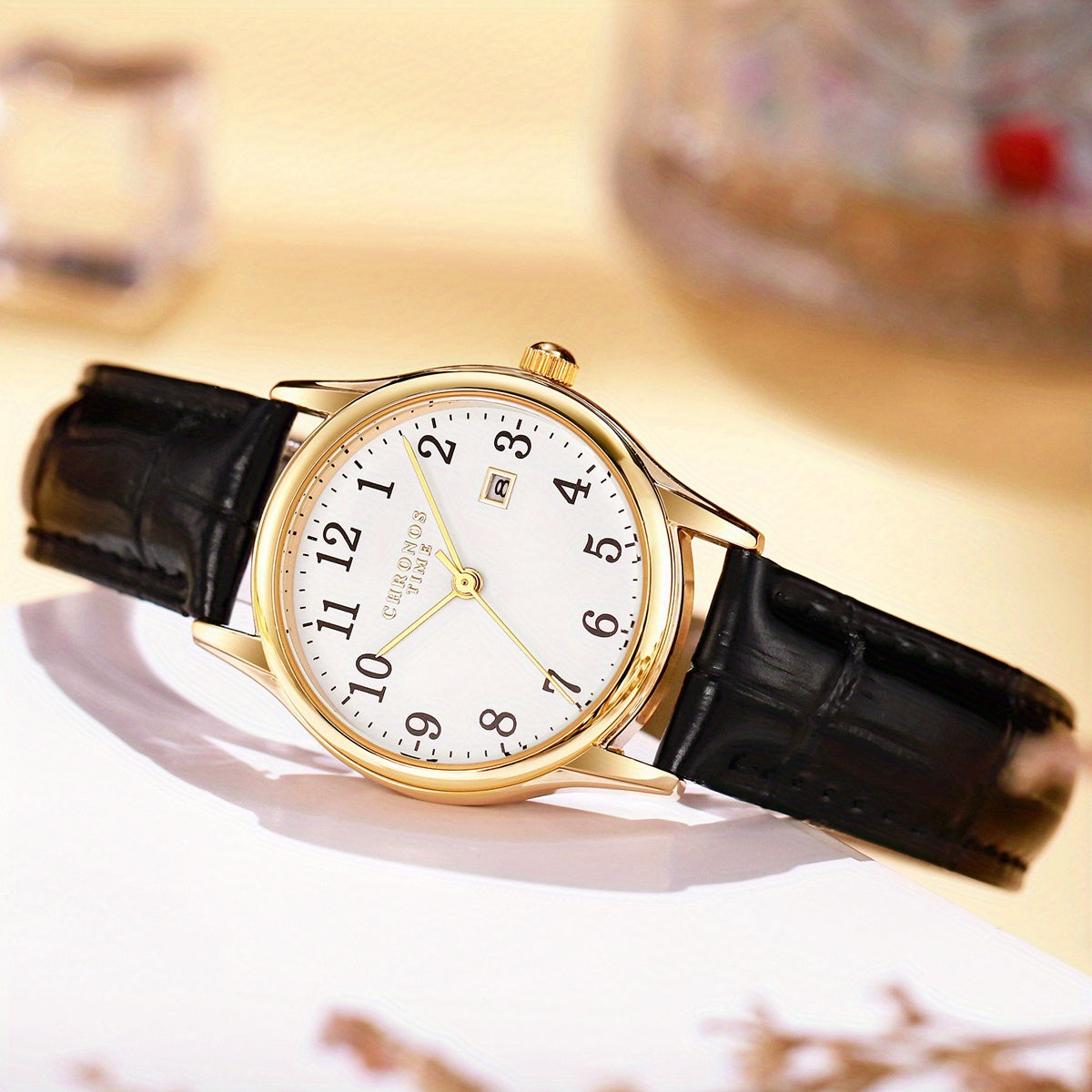 Elegant Womens Quartz Watch Faux Leather Wristwatch