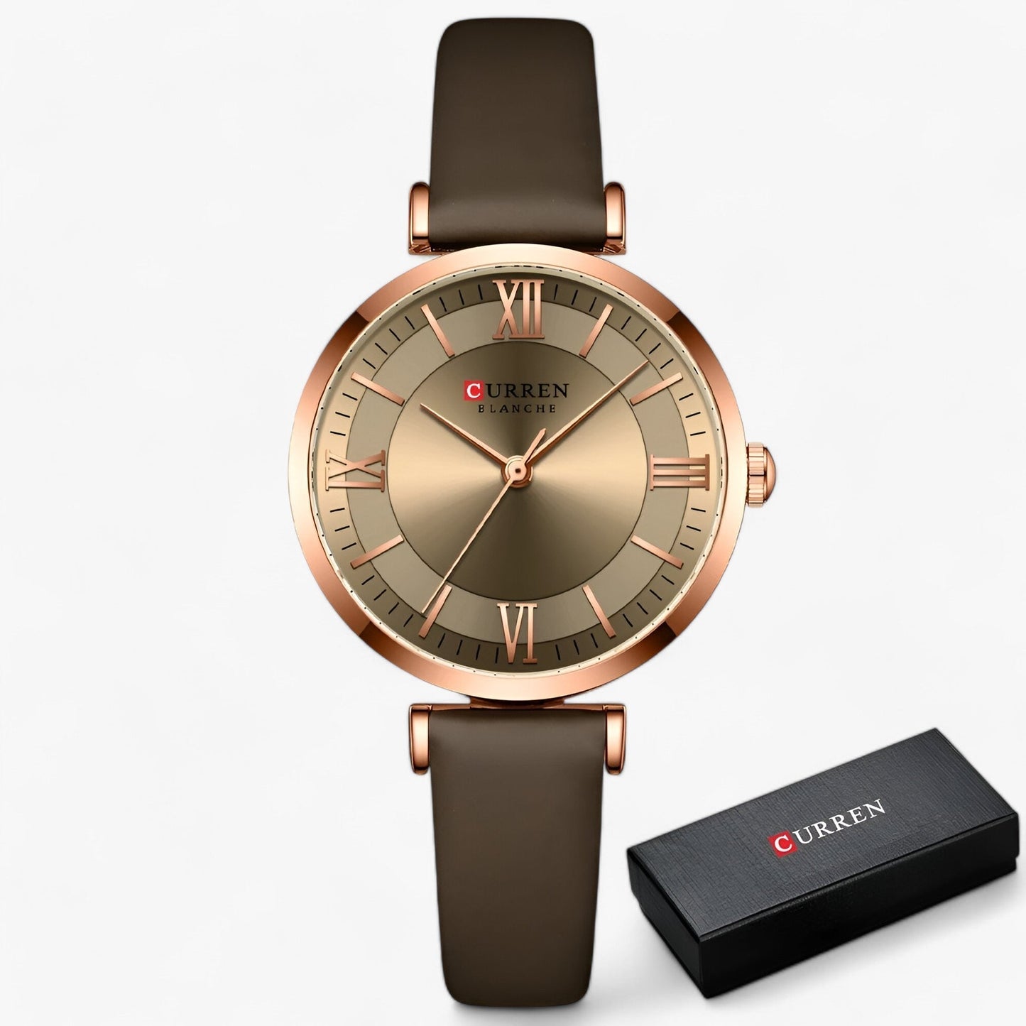 Elegant Womens Quartz Watch Leather Strap Wristwatch