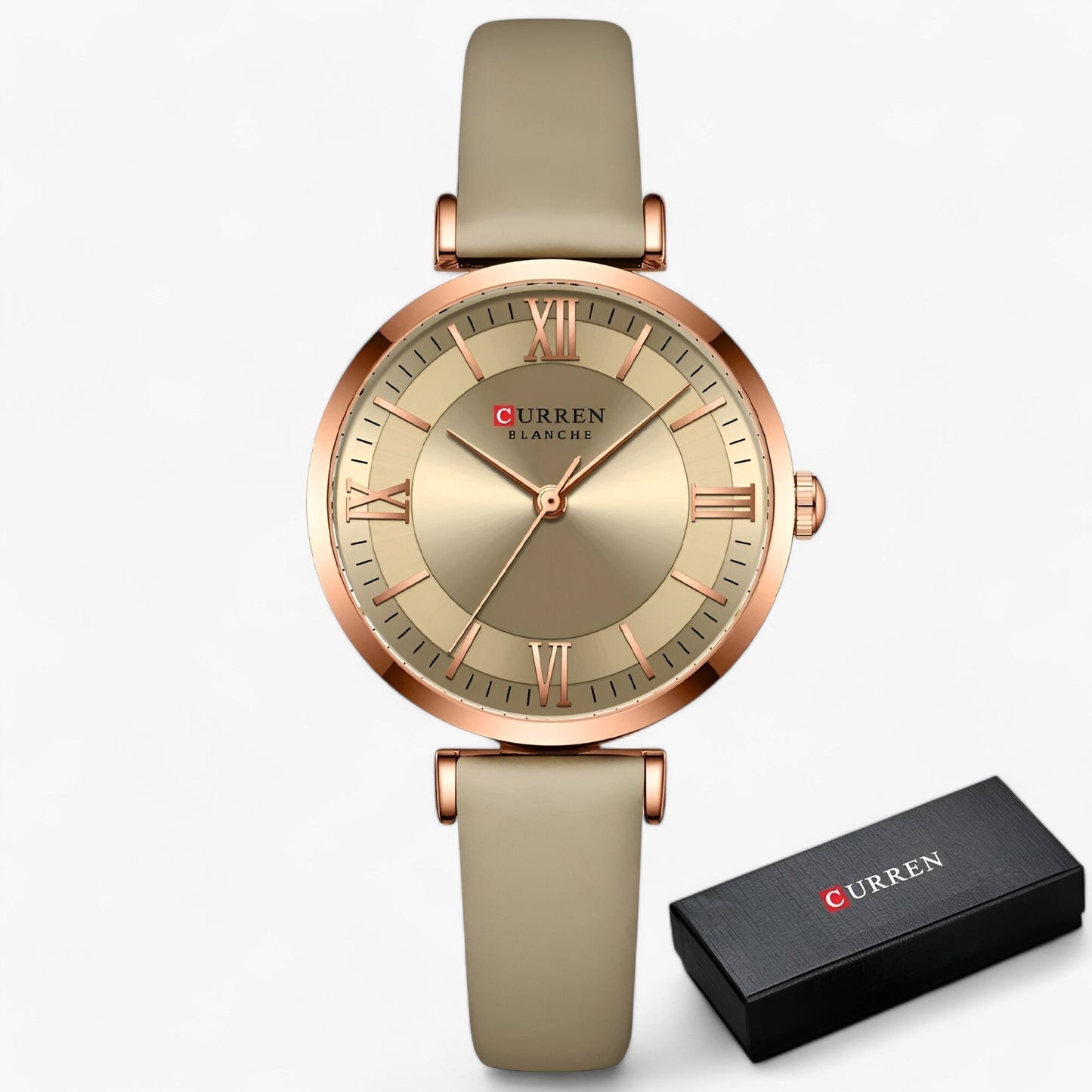 Elegant Womens Quartz Watch Leather Strap Wristwatch