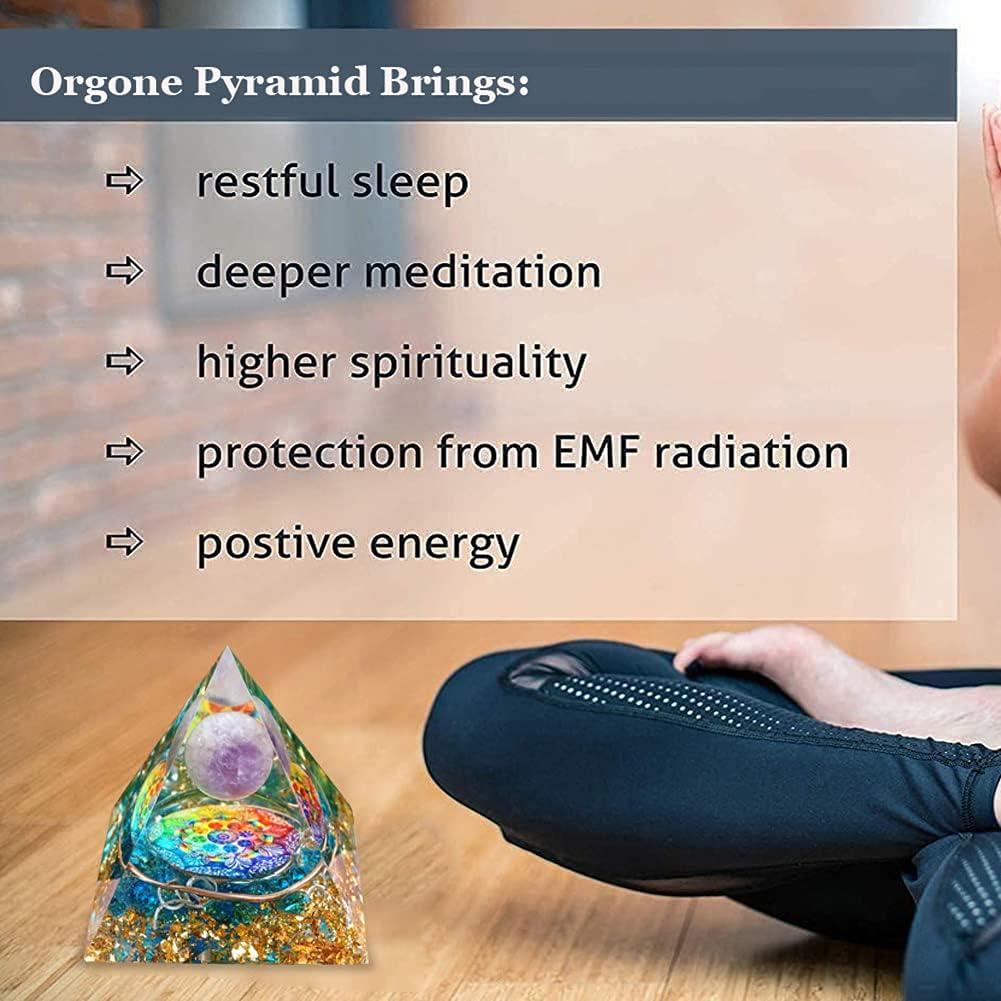 Energy Pyramid with Amethyst Crystal – Positive Energy & Chakra Healing Decor