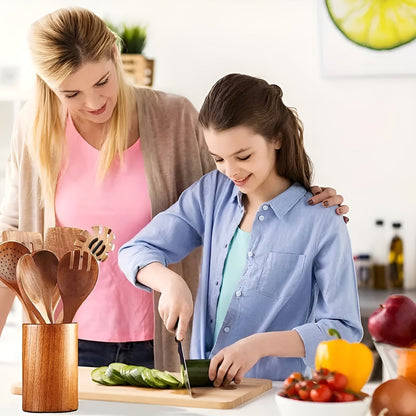 7-Piece Wooden Kitchen Utensil Set for Pots, Pans & Everyday Cooking
