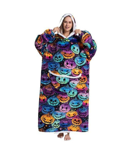 Extra Long Oversized Hoodie Blanket Sherpa Fleece Wearable Blanket