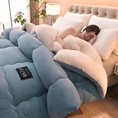 Faux Lamb Wool Winter Duvet Cover Soft Warm Bedding Set