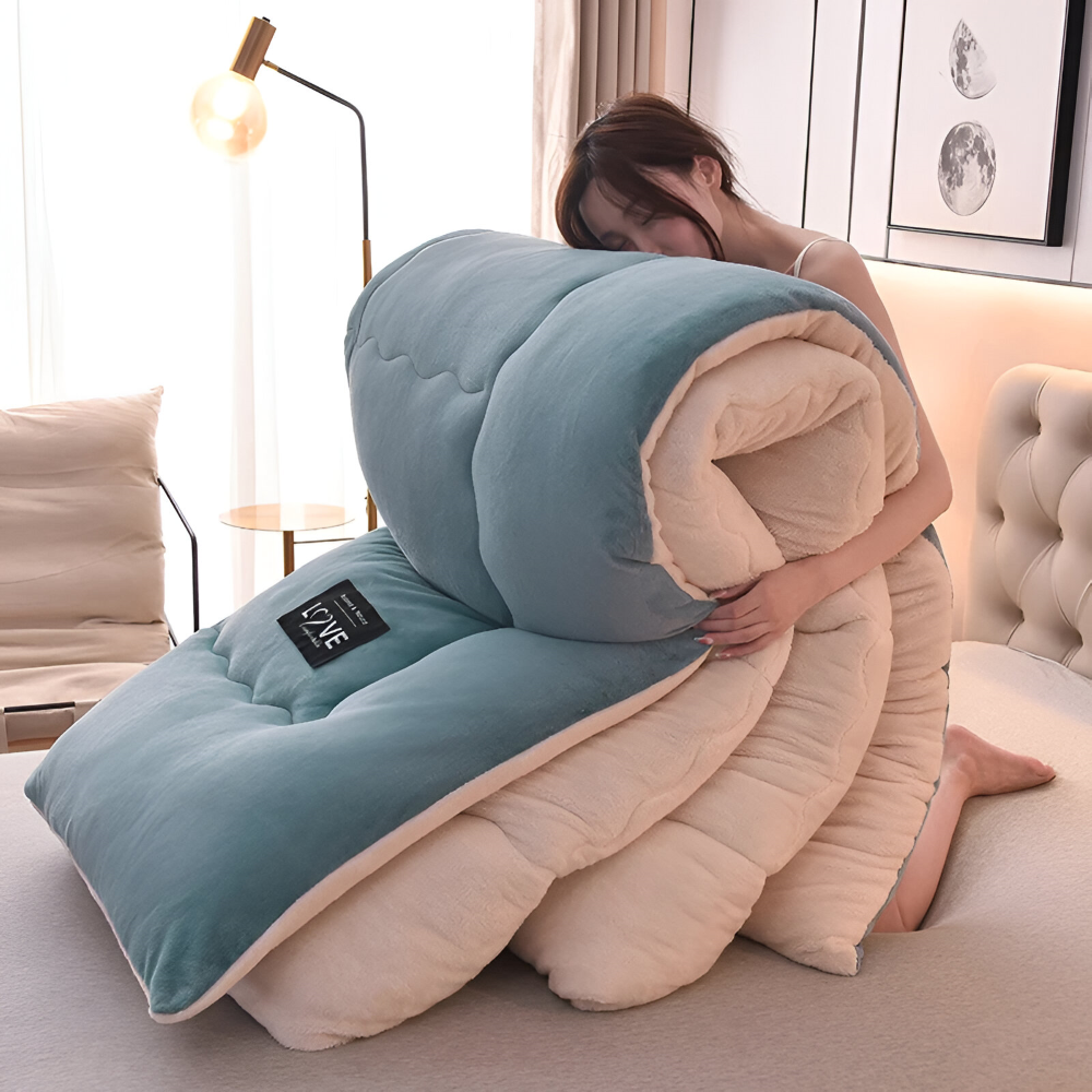 Faux Lamb Wool Winter Duvet Cover Soft Warm Bedding Set