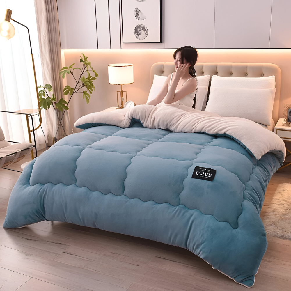 Faux Lamb Wool Winter Duvet Cover Soft Warm Bedding Set