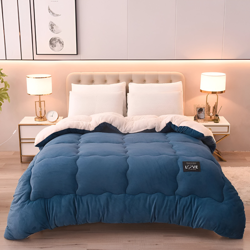 Faux Lamb Wool Winter Duvet Cover Soft Warm Bedding Set