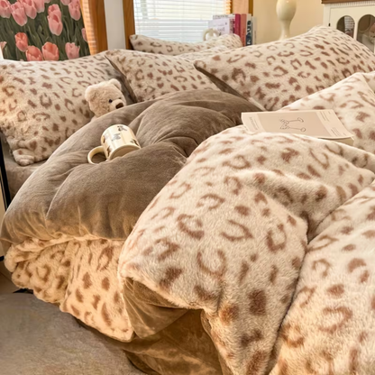 Faux Rabbit Fur Bedding Set Warm Plush Comfort