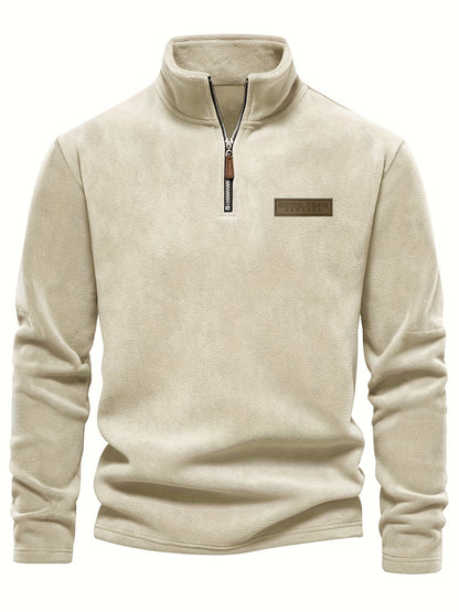 Fleece Lined Half Zip Pullover Warm Casual Winter Sweatshirt