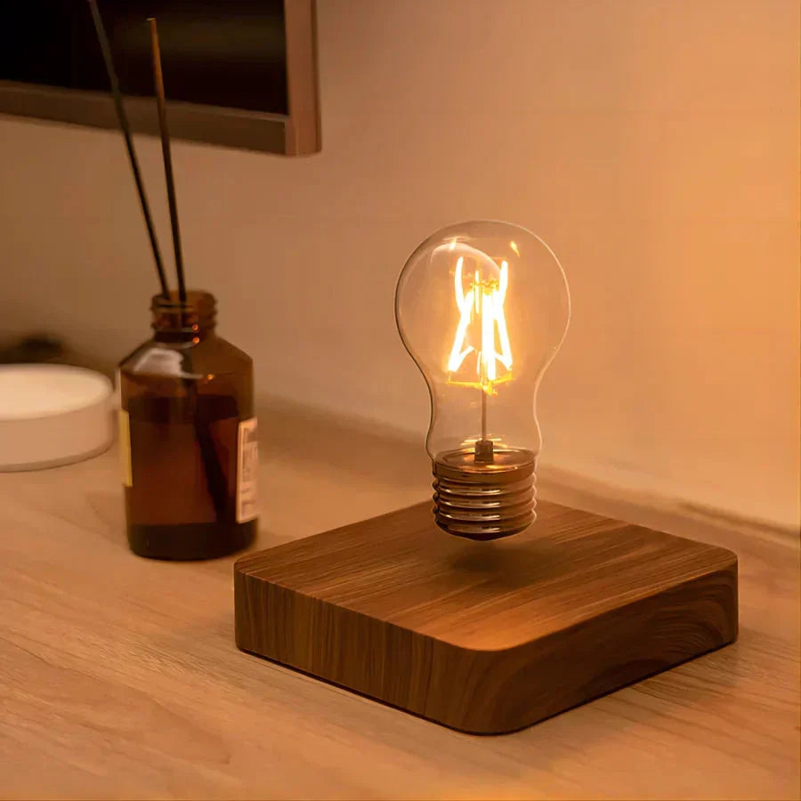 Floating Light Bulb Lamp Magnetic Levitating Lamp With Wooden Base LED Table Lamp