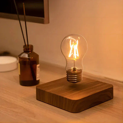 Floating Light Bulb Lamp Magnetic Levitating Lamp With Wooden Base LED Table Lamp