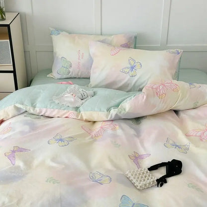Floral Duvet Cover Set Soft Pink Bedding Double Full Queen