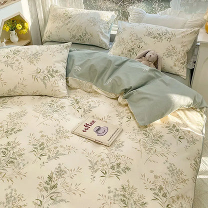 Floral Duvet Cover Set Soft Pink Bedding Double Full Queen