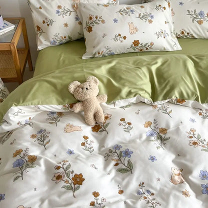 Floral Duvet Cover Set Soft Pink Bedding Double Full Queen