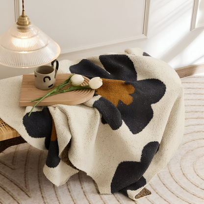 Floral Knit Plush Throw Blanket – Cozy Decorative Sofa and Bed Blanket