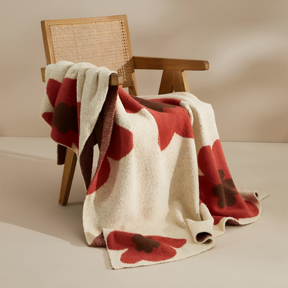 Floral Knit Plush Throw Blanket – Cozy Decorative Sofa and Bed Blanket