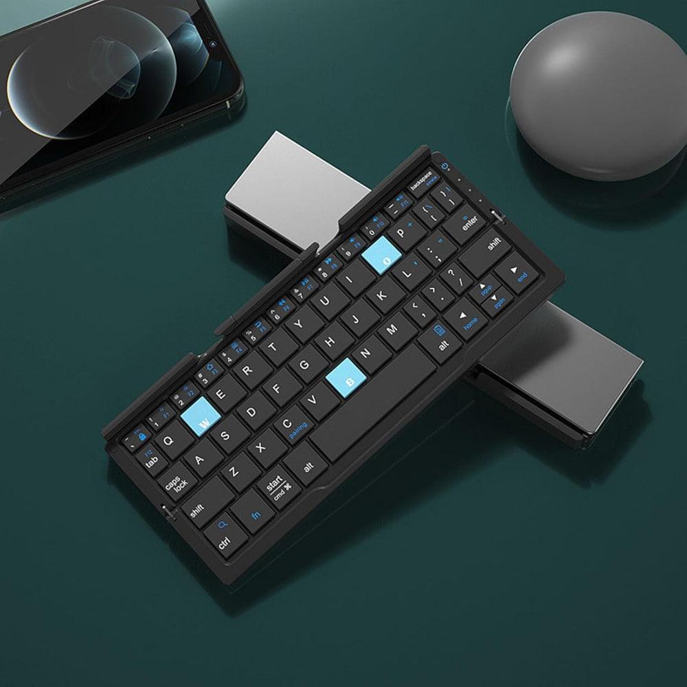 Foldable Bluetooth Keyboard with Stand for Travel and Work