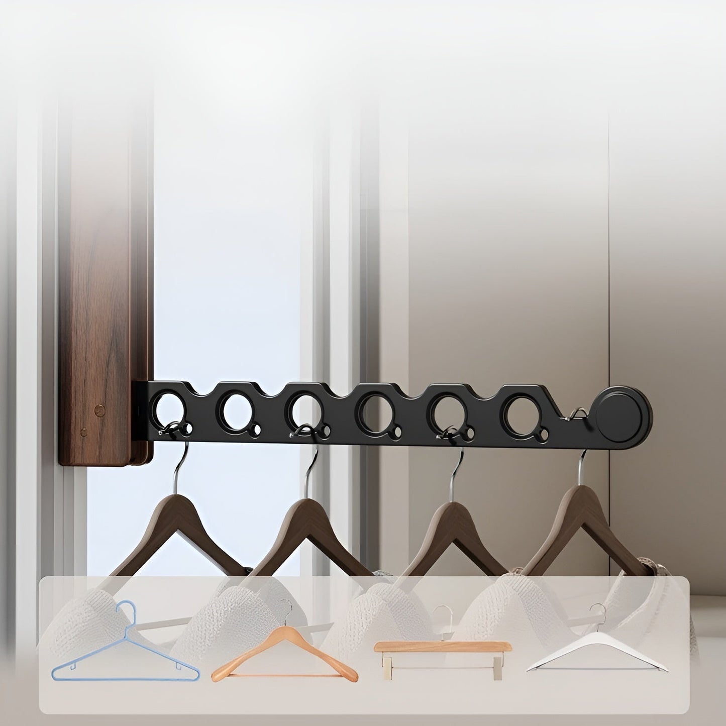 Foldable Wooden Wall Coat Rack Space Saving Organizer