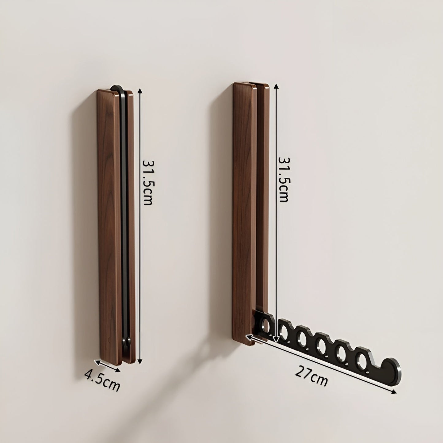 Foldable Wooden Wall Coat Rack Space Saving Organizer