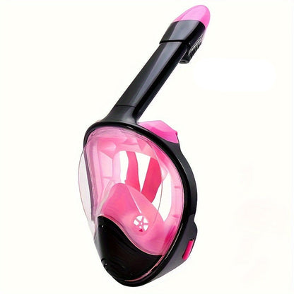 Full Face Snorkel Mask Panoramic View Anti Fog Breathing System Camera Mount