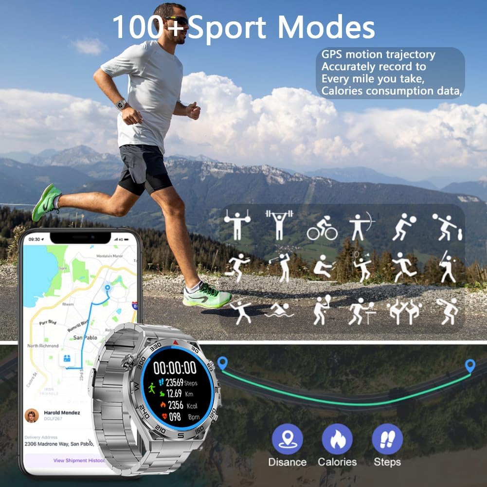 GPS Smartwatch for Men with Bluetooth Calling