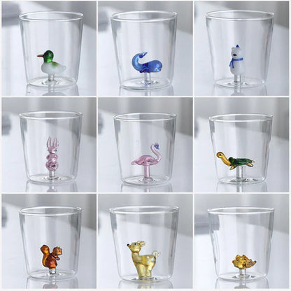 Handcrafted 3D Glass Mug Creative Animal Plant Drink Cup