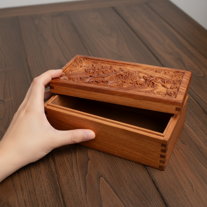 Handcrafted Wooden Jewelry Box Secret Lock Storage Case