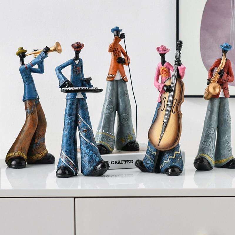 Handmade Music Band Sculpture Resin Musician Figurine Decor