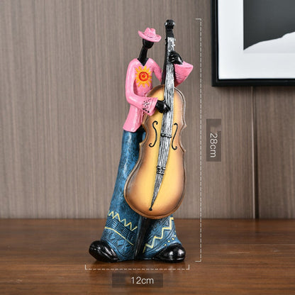Handmade Music Band Sculpture Resin Musician Figurine Decor
