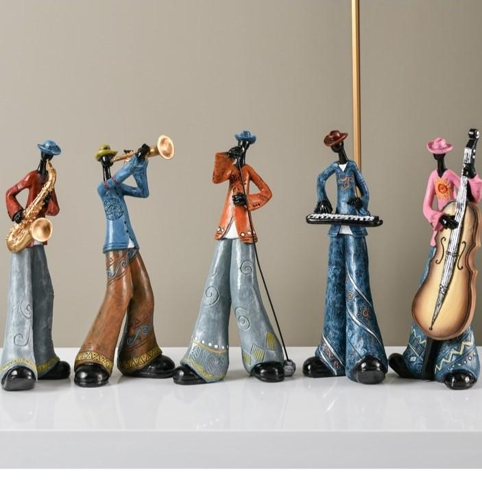 Handmade Music Band Sculpture Resin Musician Figurine Decor