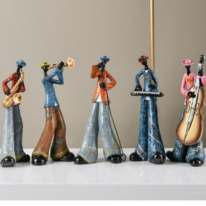 Handmade Music Band Sculpture Resin Musician Figurine Decor