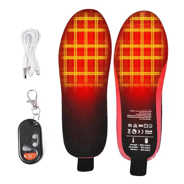 Heated Insoles Rechargeable With Remote Control 3 Heat Levels Warm Shoe Inserts