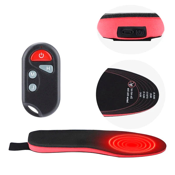 Heated Insoles Rechargeable With Remote Control 3 Heat Levels Warm Shoe Inserts