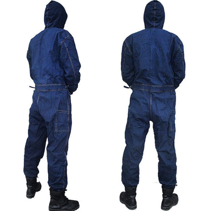 Heavy Duty Denim Work Overalls Durable Workwear Coveralls Adjustable Fit