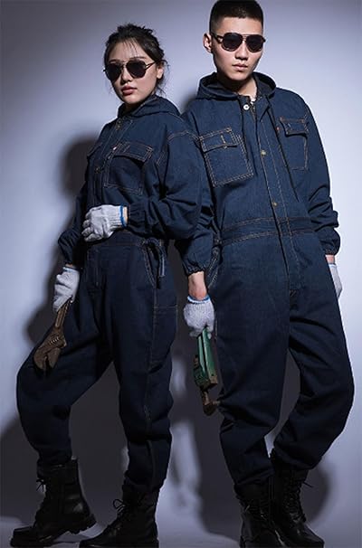 Heavy Duty Denim Work Overalls Durable Workwear Coveralls Adjustable Fit
