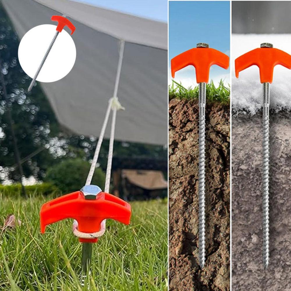 Heavy Duty Screw Tent Pegs Ground Anchors Camping Stake Set