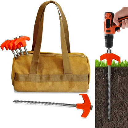 Heavy Duty Screw Tent Pegs Ground Anchors Camping Stake Set
