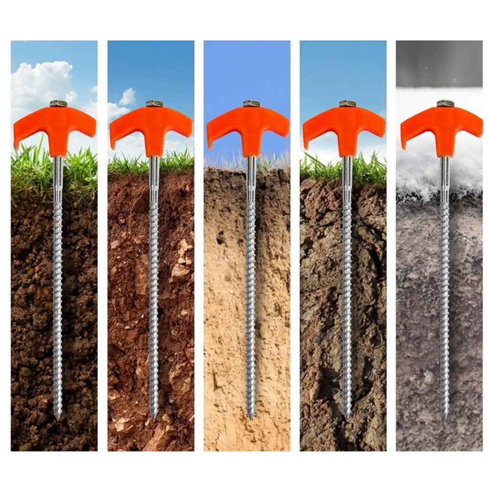 Heavy Duty Screw Tent Pegs Ground Anchors Camping Stake Set