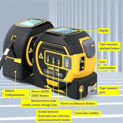 Infrared Laser Measuring Tape 3-in-1 Digital Distance Area Volume Tool