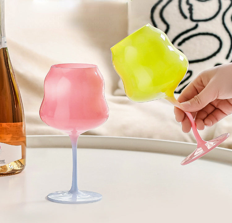 Irregular Wine Glass Goblet Elegant Cocktail Drinking Glass
