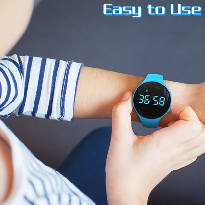 Kids Digital Watch Step Counter LED Fitness Tracker Alarm Stopwatch