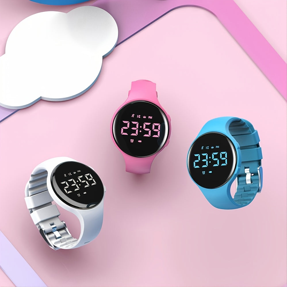 Kids Digital Watch Step Counter LED Fitness Tracker Alarm Stopwatch