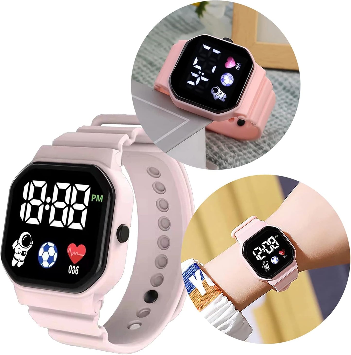 Kids LED Digital Watch Waterproof Educational Calendar Display