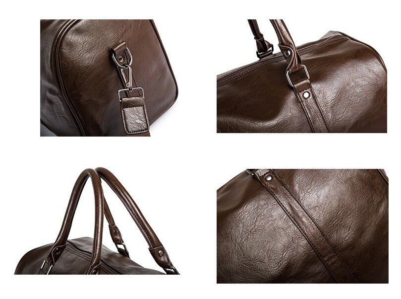 Leather Travel Duffel Bag Mens Weekend Carry Bag