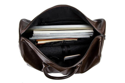 Leather Travel Duffel Bag Mens Weekend Carry Bag