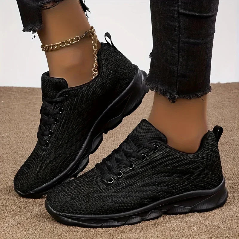 Lightweight Black Sneakers for Women Breathable Comfort Shoes