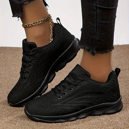 Lightweight Black Sneakers for Women Breathable Comfort Shoes