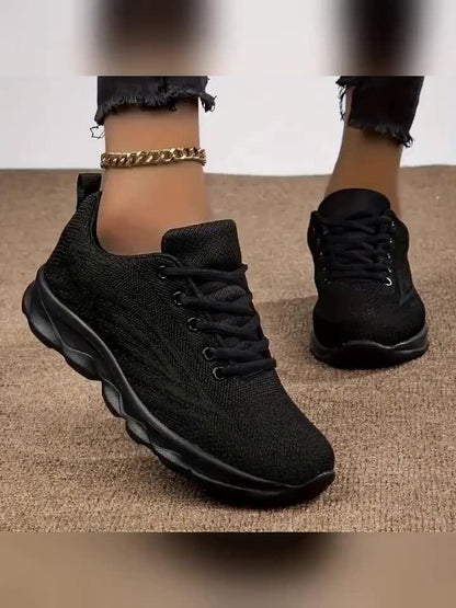 Lightweight Black Sneakers for Women Breathable Comfort Shoes